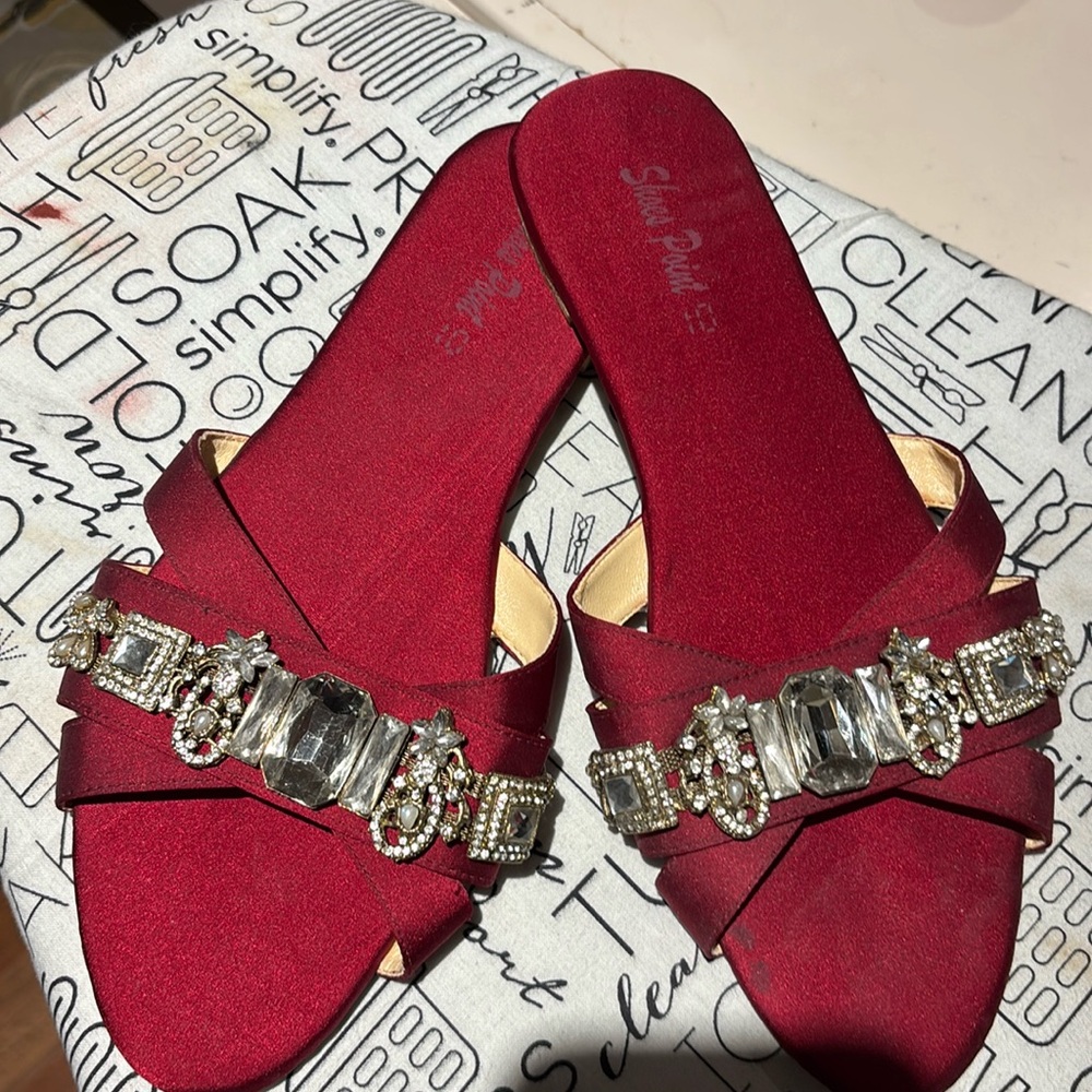 Fancy Satin And Rhine Stone Evening Sandals